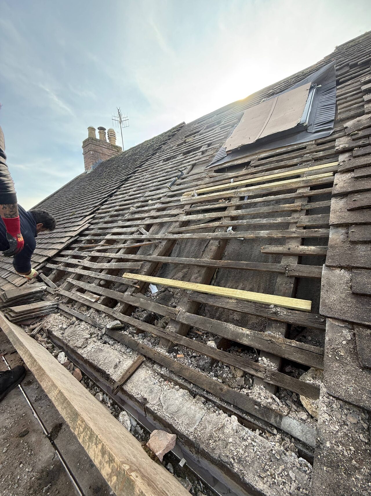 Roofing work in Kidderminster DY10 — Victorian terrace re-roof in progress