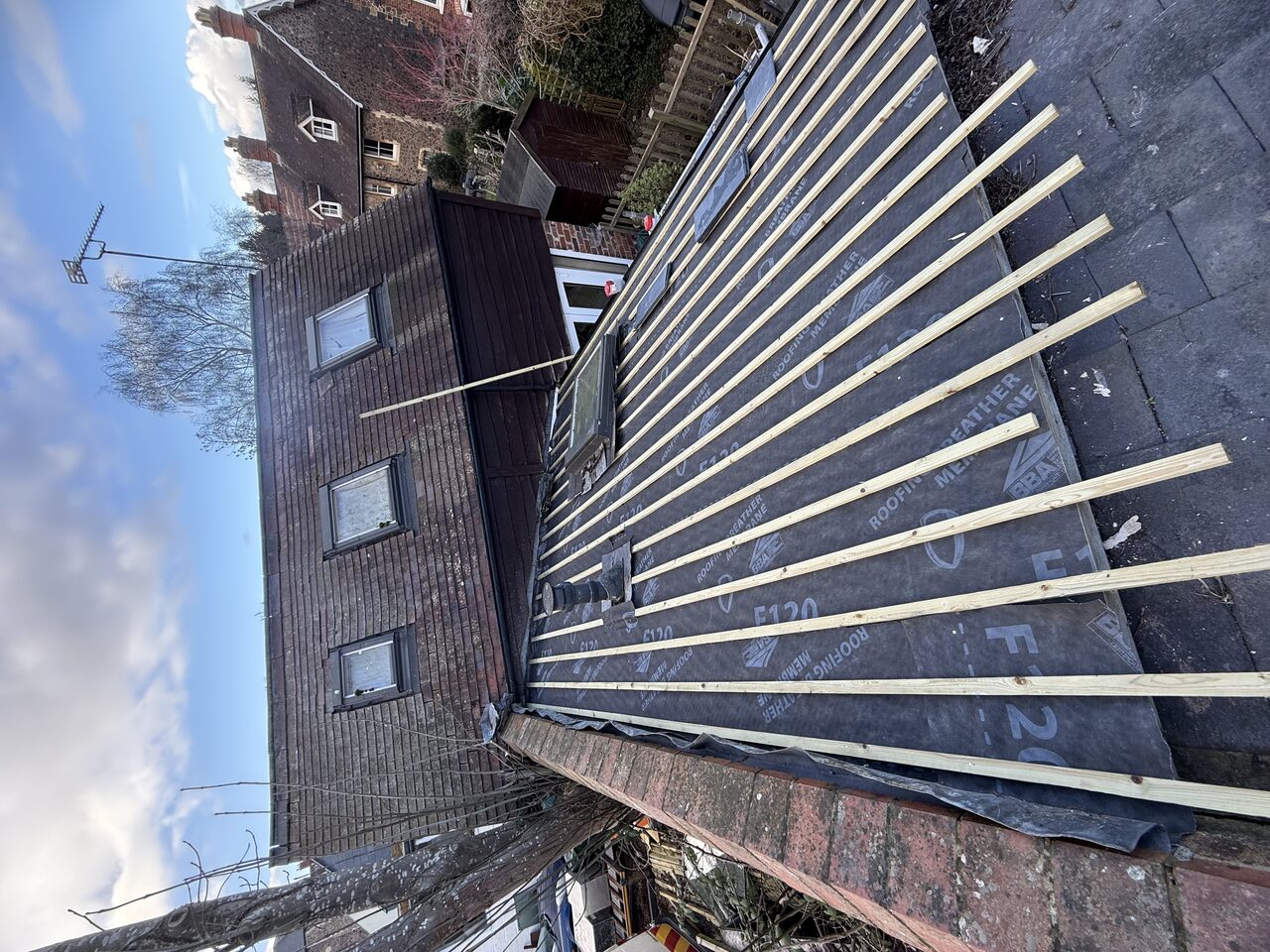 Professional roofing services in Worcester WR1 and WR2 — strip out and re-roof in progress