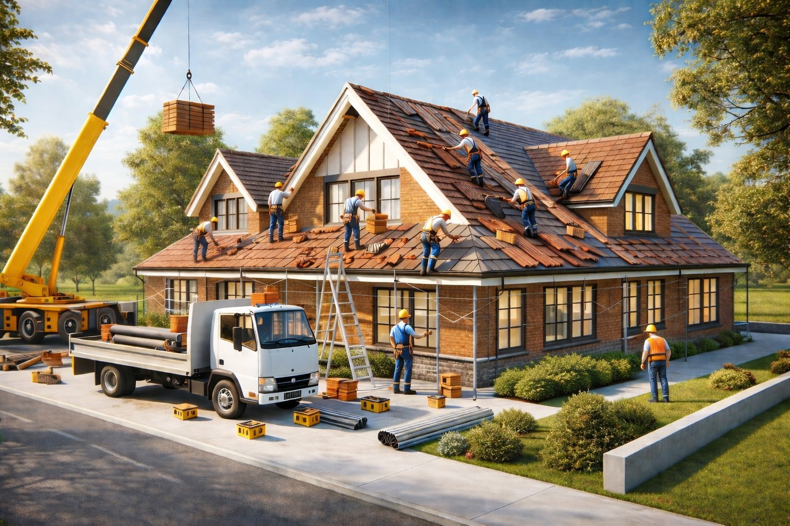ASH Roofing team at work on a Worcestershire property